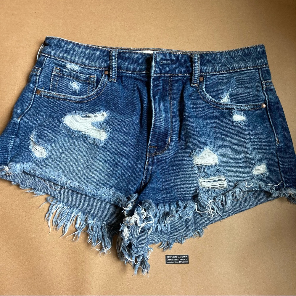 Dark wash cutoff shorts
